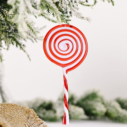 New Christmas Decorative Products Creative Red and White Candy Hangers Plastic Lollipop Hangers Simulated Candy