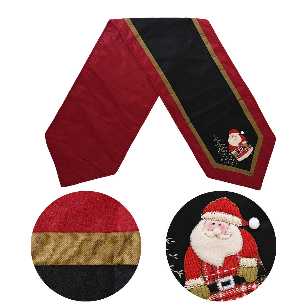 Christmas New Decorative Products Red and Black Elderly Snowman Table Flag Creative Non woven Table Mat Table Flag