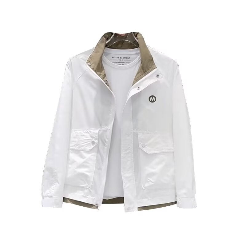 Men's Casual Color-Block Double Layer Stand Collar Short Jacket