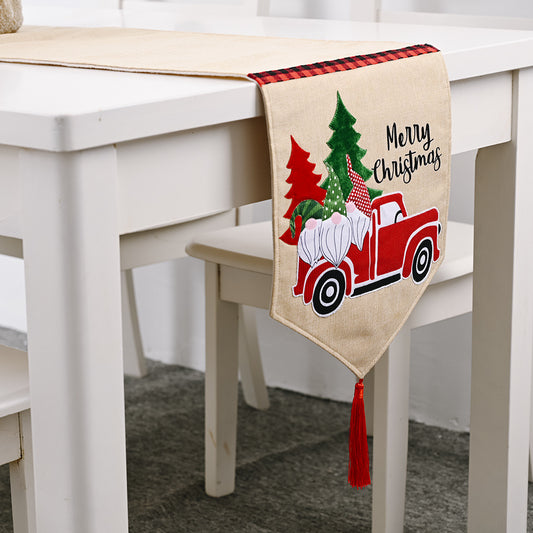 Christmas New Decorative Products Forest Elderly Car Table Flag Imitation Linen Creative Christmas Table Decoration