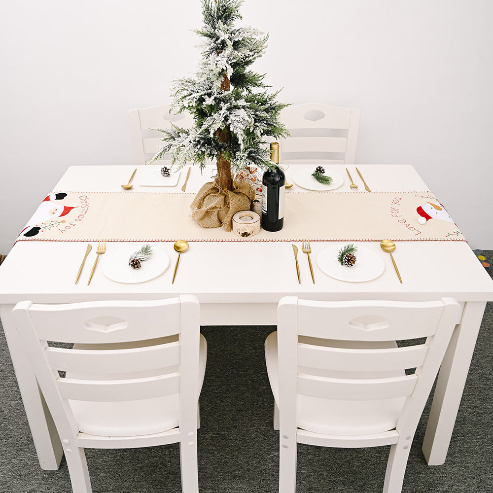 Christmas products, festive supplies, elderly snowman linen table flags, table flags, dining tables, placemats, decorative items
