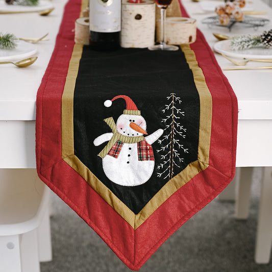 Christmas New Decorative Products Red and Black Elderly Snowman Table Flag Creative Non woven Table Mat Table Flag