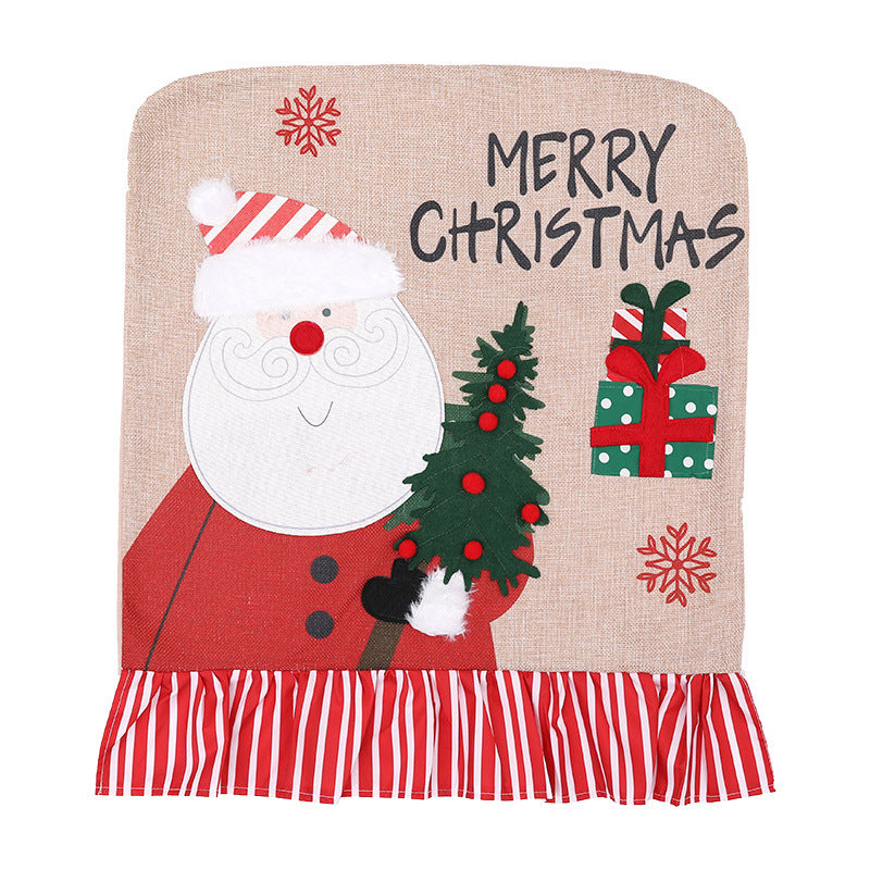 Christmas New Decorative Products Linen Santa Claus Christmas Tree Chair Set Creative Restaurant Chair Set