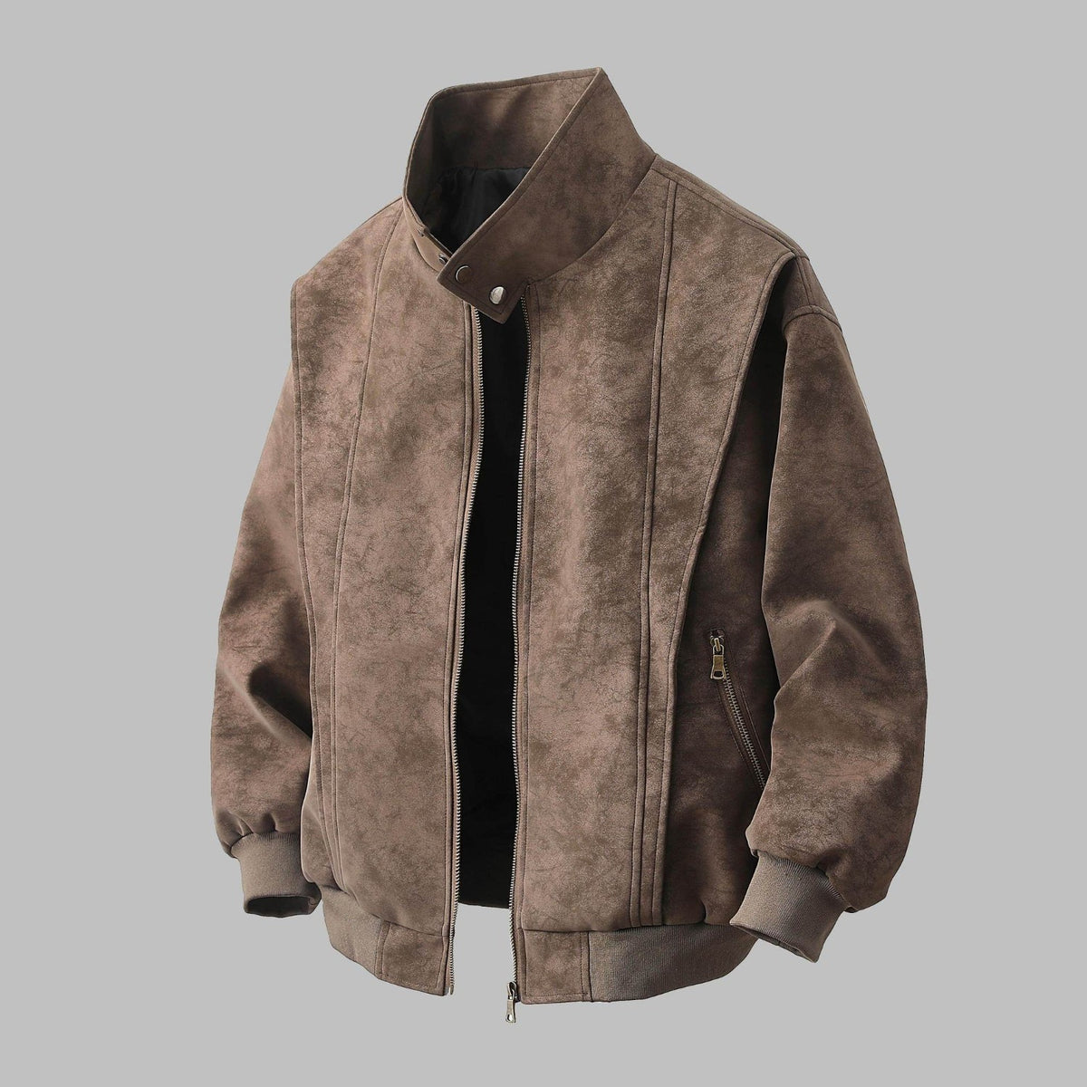 Matte PU Leather Aviator Jacket for Men Tie-Dye