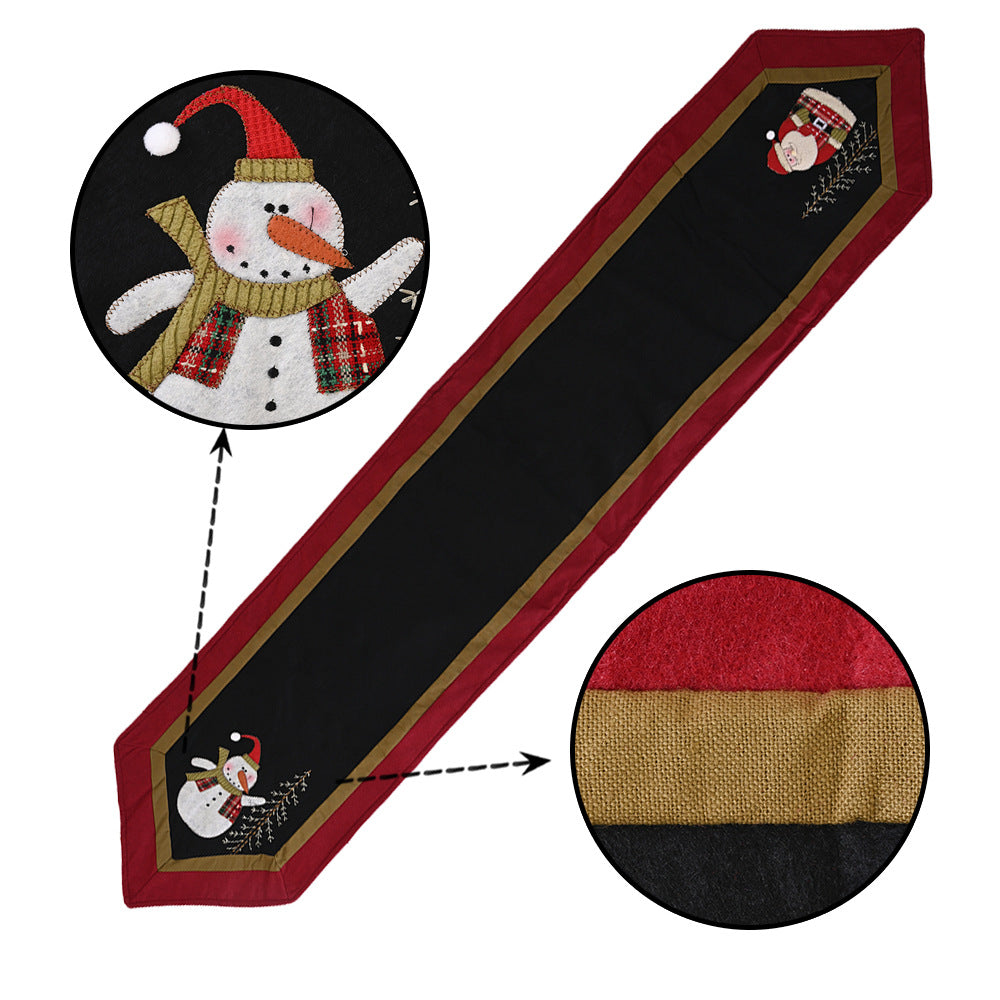 Christmas New Decorative Products Red and Black Elderly Snowman Table Flag Creative Non woven Table Mat Table Flag