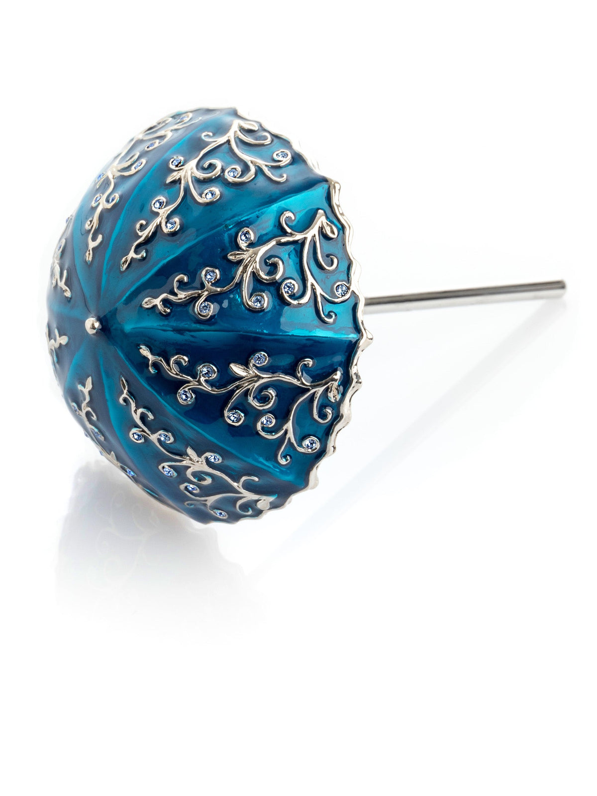 Blue Umbrella Trinket Box Handmade with Swarovski Crystals-2