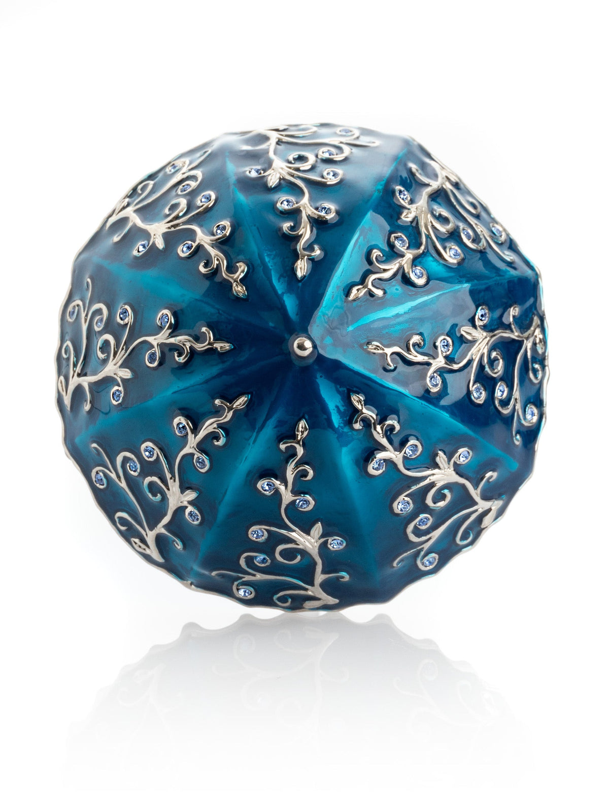 Blue Umbrella Trinket Box Handmade with Swarovski Crystals-3