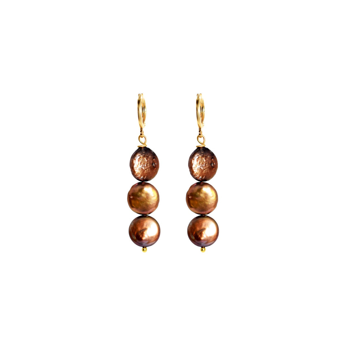 Brown freshwater pearl huggie earrings | by Ifemi Jewels-2