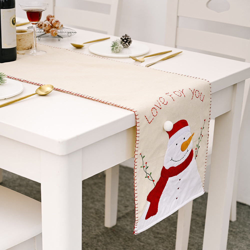 Christmas products, festive supplies, elderly snowman linen table flags, table flags, dining tables, placemats, decorative items