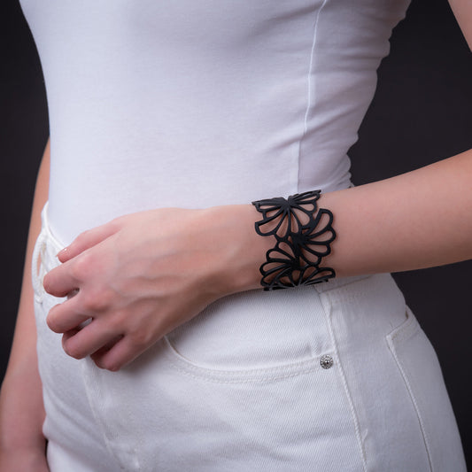 Violet Upcycled Flower Bracelet-0